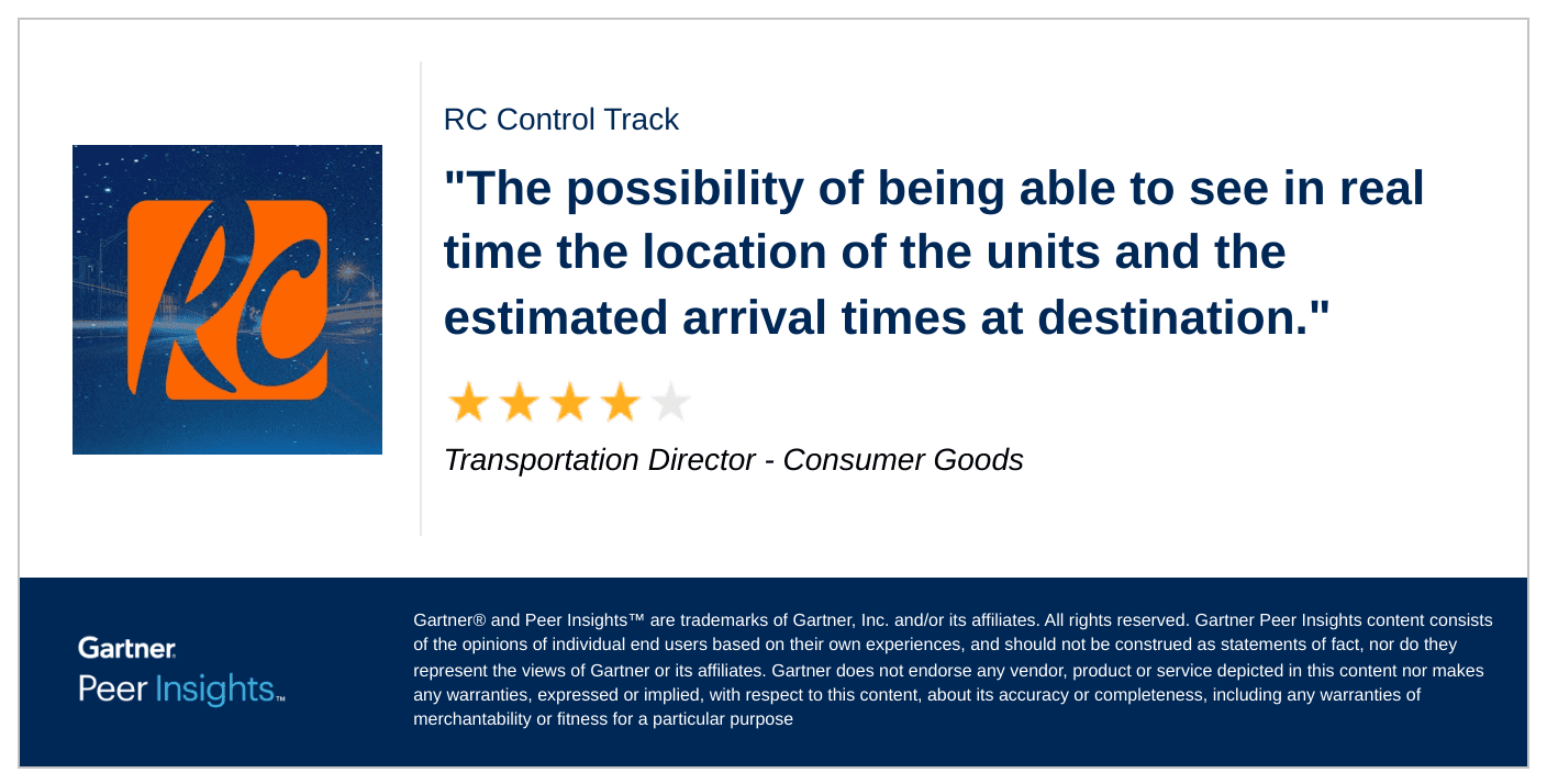 Testimonio de Transportation Director en Consumer Goods en Gartner Peer Insights sobre Recurso Confiable