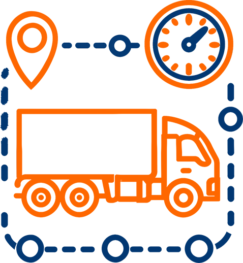TMS Ícono de sistema de gestión de transporte (TMS) para optimización logística de Recurso Confiable